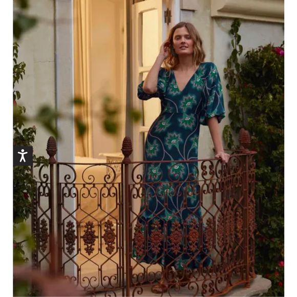 Boden Dresses & Skirts - Boden Claire V-Neck Maxi Dress Navy Ornate Floral Vine